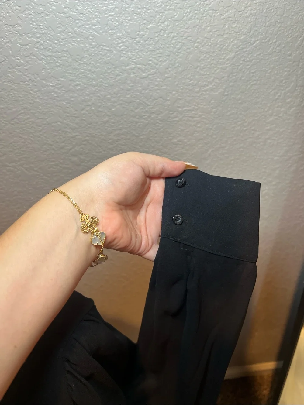 Calvin Klein Black Ruffle V-Neck Blouse - Picture 4 of 5